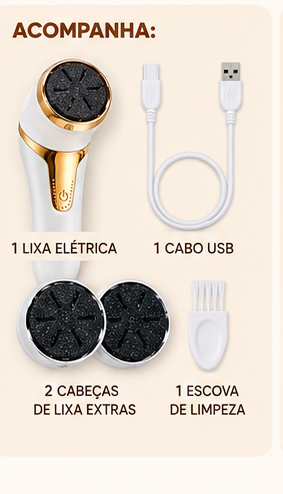 Lixa Elétrica para Pés Removedor de Calos e Rachaduras Pedicure Massageador Portátil