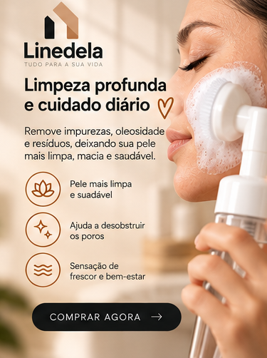 Frasco Pump Espumador 120ml com Escova de Silicone para Limpeza Facial Skin Care