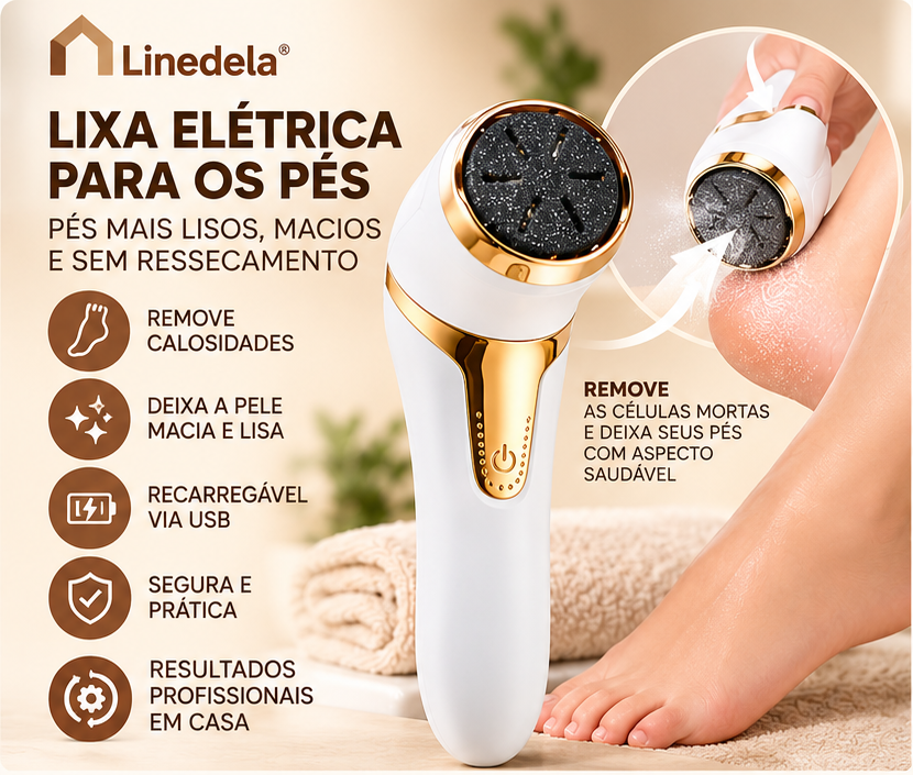 Lixa Elétrica para Pés Removedor de Calos e Rachaduras Pedicure Massageador Portátil