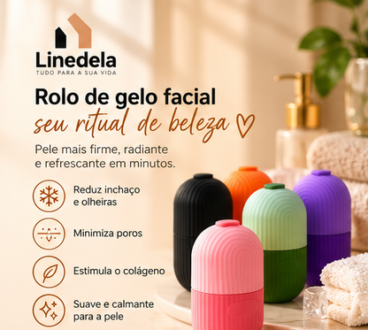 Rolo de Gelo Facial em Silicone Reutilizável Massageador para Rosto Lifting Skincare