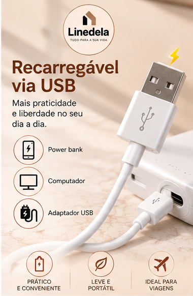 Depilador Facial Feminino 2 em 1 Elétrico Recarregável USB para Sobrancelhas Buço Nariz e Rosto