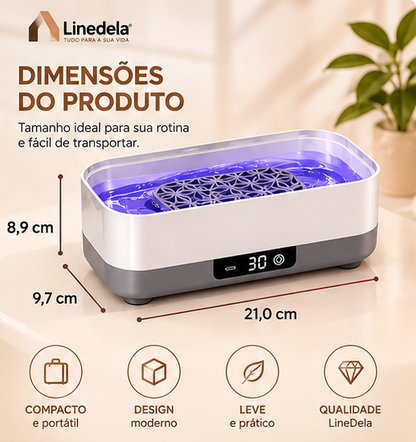 Limpador Ultrassônico UV Recarregável USB 45KHz para Óculos Joias Relógios Pincéis Limpeza Profunda