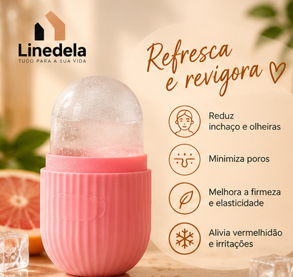 Rolo de Gelo Facial em Silicone Reutilizável Massageador para Rosto Lifting Skincare