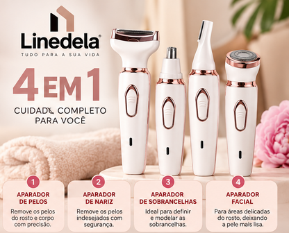 Depilador Elétrico Feminino 4 em 1 | Remove Pelos do Rosto, Sobrancelhas e Axilas