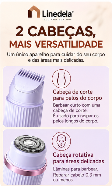 Depilador Elétrico Feminino Recarregável com Lâmina Dupla para Rosto Corpo e Pelos Portátil