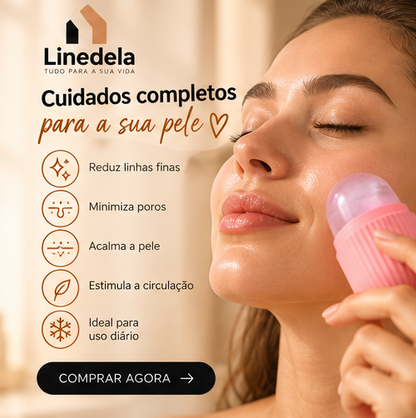 Rolo de Gelo Facial em Silicone Reutilizável Massageador para Rosto Lifting Skincare