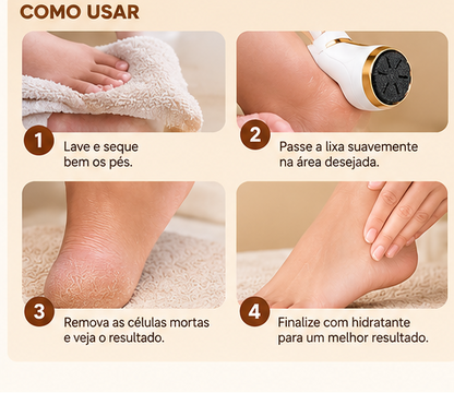 Lixa Elétrica para Pés Removedor de Calos e Rachaduras Pedicure Massageador Portátil