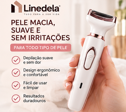 Depilador Elétrico Feminino 4 em 1 | Remove Pelos do Rosto, Sobrancelhas e Axilas