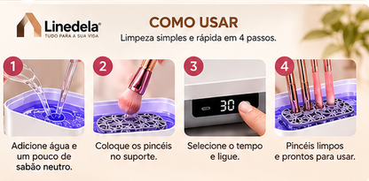 Limpador Ultrassônico UV Recarregável USB 45KHz para Óculos Joias Relógios Pincéis Limpeza Profunda