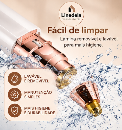 Depilador Facial Feminino 2 em 1 Elétrico Recarregável USB para Sobrancelhas Buço Nariz e Rosto