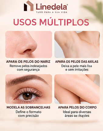 Depilador Elétrico Feminino 4 em 1 | Remove Pelos do Rosto, Sobrancelhas e Axilas