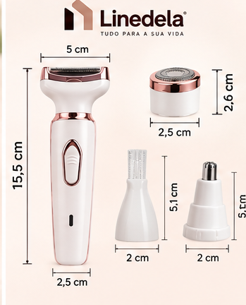 Depilador Elétrico Feminino 4 em 1 | Remove Pelos do Rosto, Sobrancelhas e Axilas