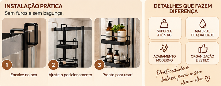 Suporte Organizador para Box 3 Andares Sem Furo