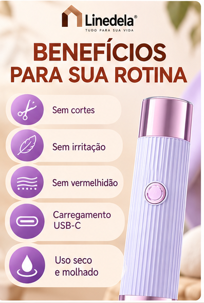 Depilador Elétrico Feminino Recarregável com Lâmina Dupla para Rosto Corpo e Pelos Portátil