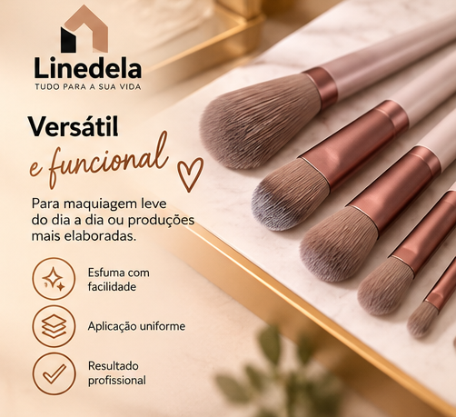Kit 13 Pincéis de Maquiagem Profissional com Bolsa de Veludo Kabuki Contorno Esfumado