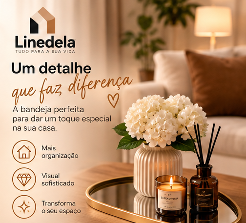 Bandeja Decorativa Espelhada Orgânica Multiuso