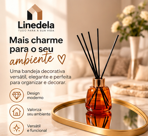 Bandeja Decorativa Espelhada Orgânica Multiuso