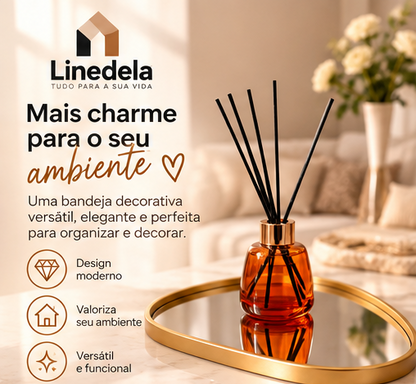 Bandeja Decorativa Espelhada Orgânica Multiuso