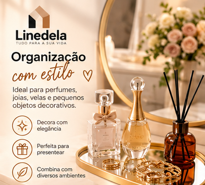 Bandeja Decorativa Espelhada Orgânica Multiuso